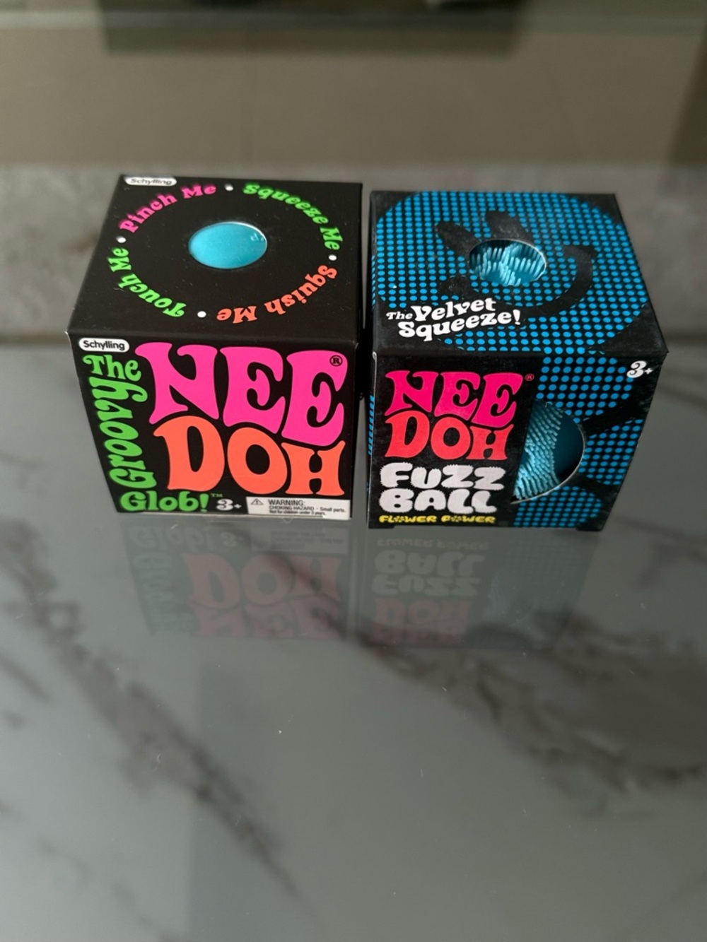 NeeDoh Fuzz Ball & Glob Toy Set - Blue